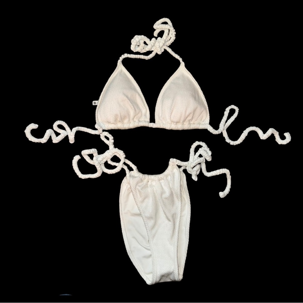 Arie White Triangle Bikini Set